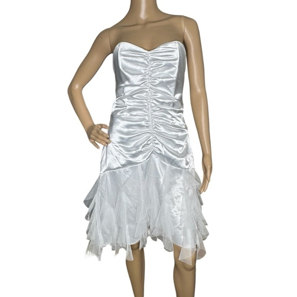 Gunne Sax white strapless tulle dress size 9 - Picture 1 of 8